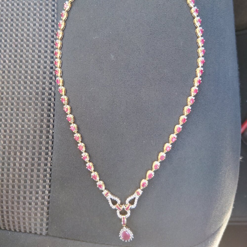18k Natural Ruby and Diamond Statement Necklace